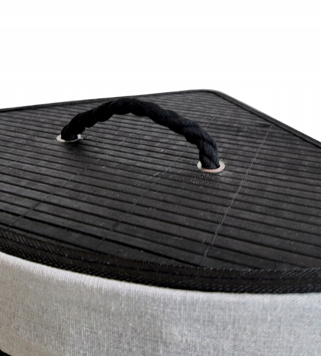 KOSZ BAMBUSOWY NA PRANIE BIELIZNĘ Z POKRYWĄ NAROŻNY POJEMNIK DUŻY 60L