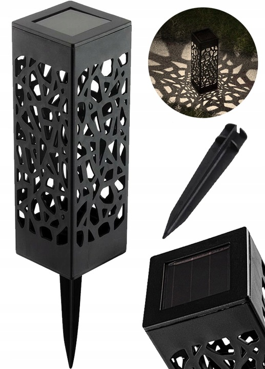 Lampy Solarne Ogrodowe LED Wbijana Do Ogrodu Zewnętrzna Barwa Ciepła Wzorek