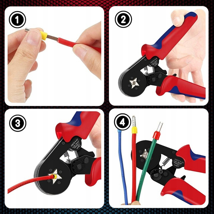 ZACISKARKA DO TULEJEK KONEKTORÓW PRZEWODÓW KABLI PRASKA - ZESTAW 1800