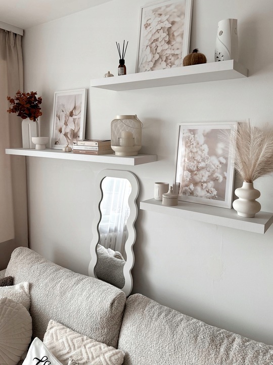 Półka ścienna samowisząca - FS - 60x23 cm - Biały