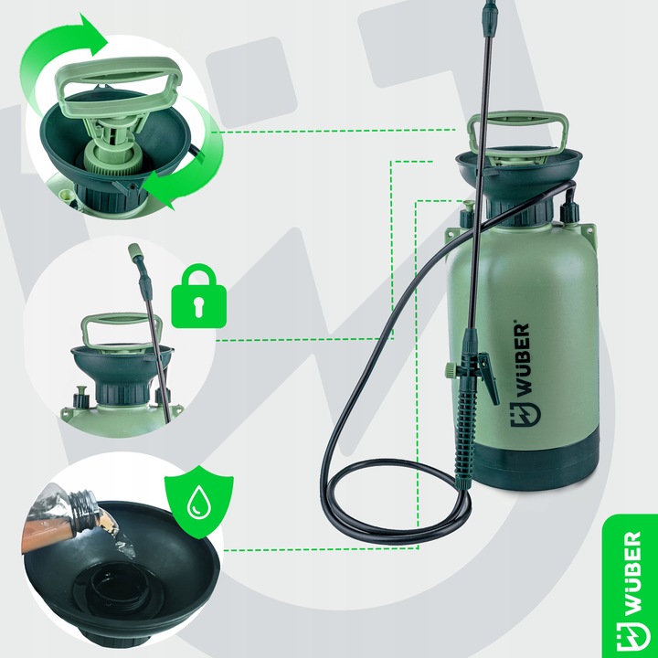 RĘCZNY OPRYSKIWACZ CIŚNIENIOWY DUŻY POJEMNOŚĆ 5L REGULACJA DYSZY LANCA