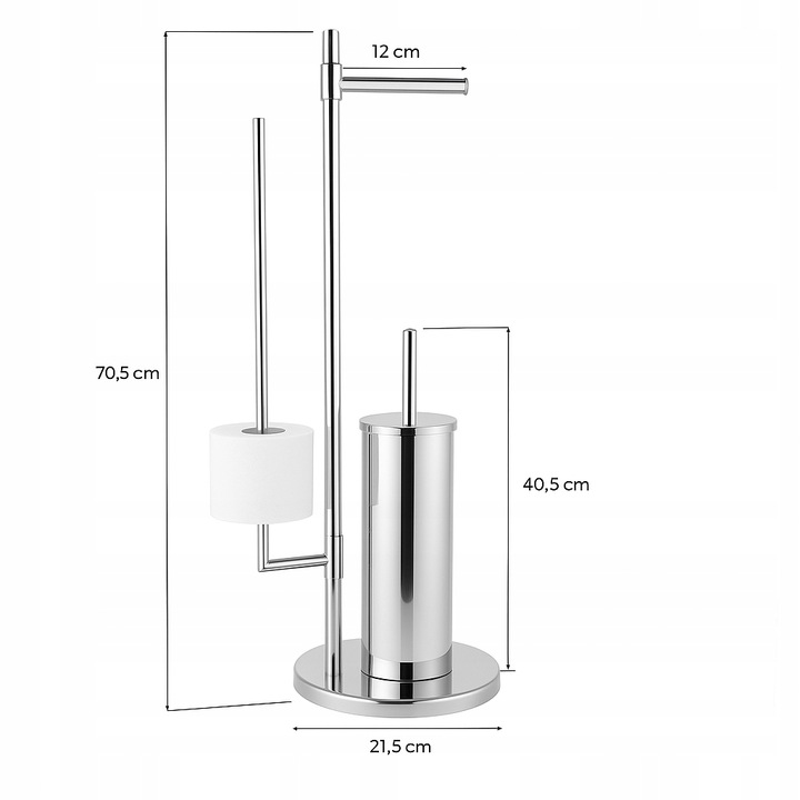 Stojak z uchwytem na papier toaletowy i szczotka do WC zestaw chrom YOKA