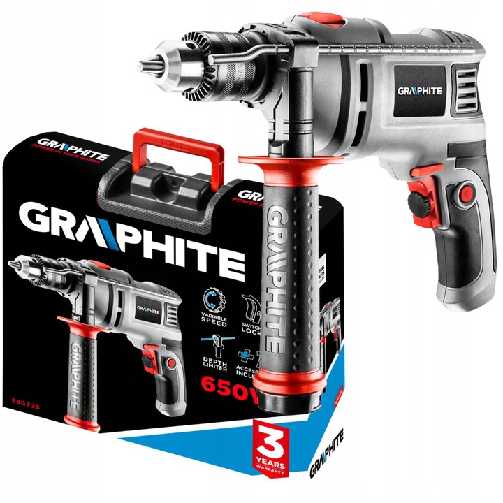 GRAPHITE WIERTARKA UDAROWA 650W 58G726 WALIZKA