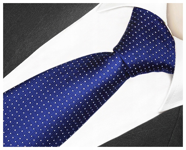 STYLOWY CHABROWY Żakardowy Krawat Męski do Garnituru w Kropki Groszki rc20