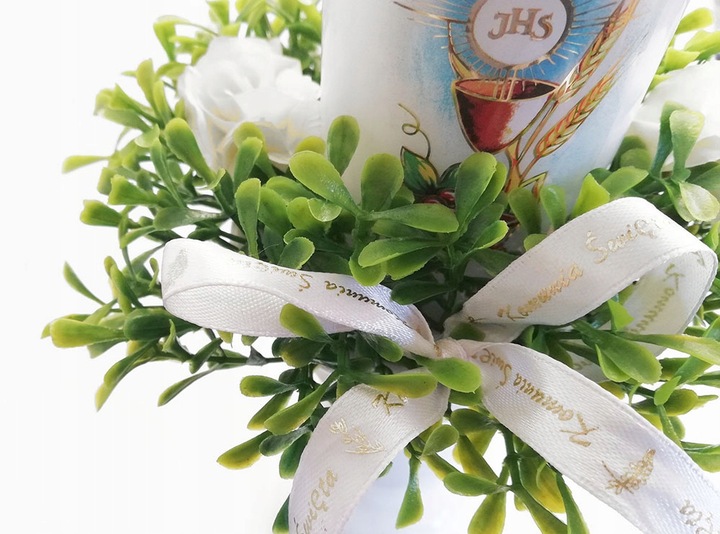 DEKORACJA KOMUNIJNA stroik na stół komunia STR2 na komunię dekoracja biały