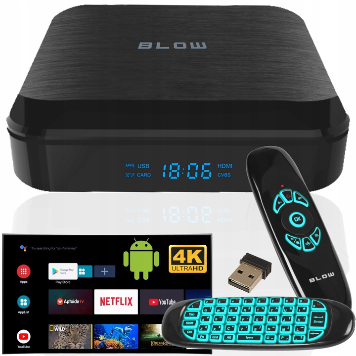 SMART BOX TV ANDROID BLUETOOTH 4K WIFI ODTWARZACZ HDMI USB PILOT PRZYSTAWKA