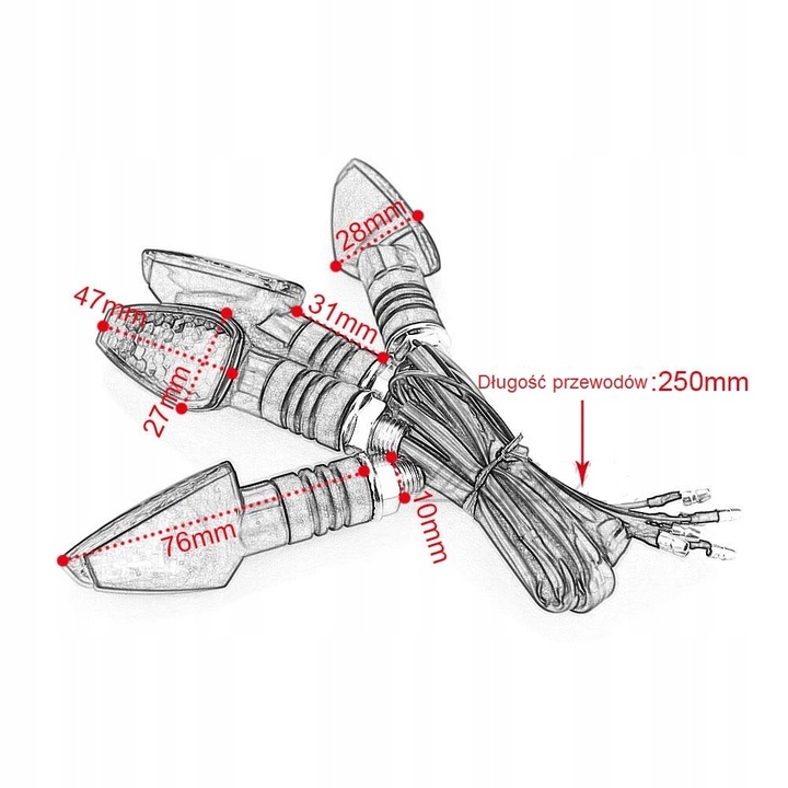 Kierunkowskazy motocyklowe czarne dymione LED