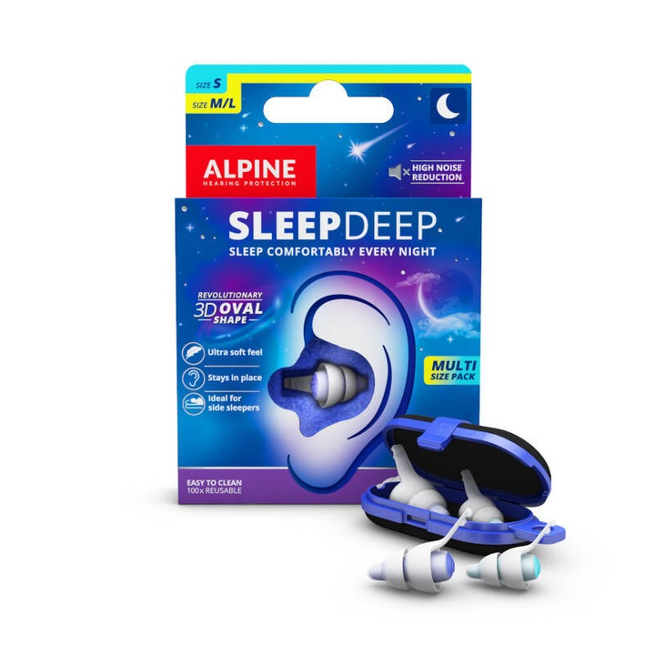 SleepDeep ALPINE dwupak multisize multipack zatyczek do spania dwa