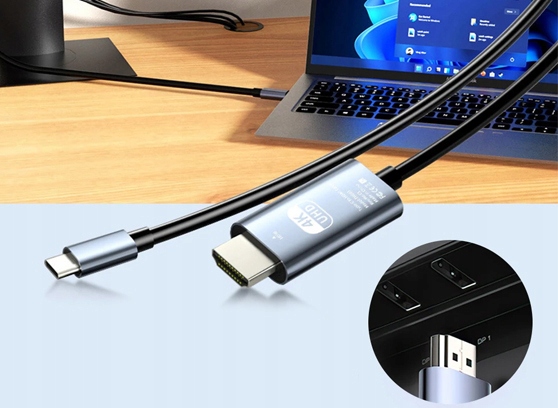 KABEL ADAPTER USB-C 3.1 TYP C DO HDMI 4K PRZEWÓD MHL WIREWAY WW410213 1,8m