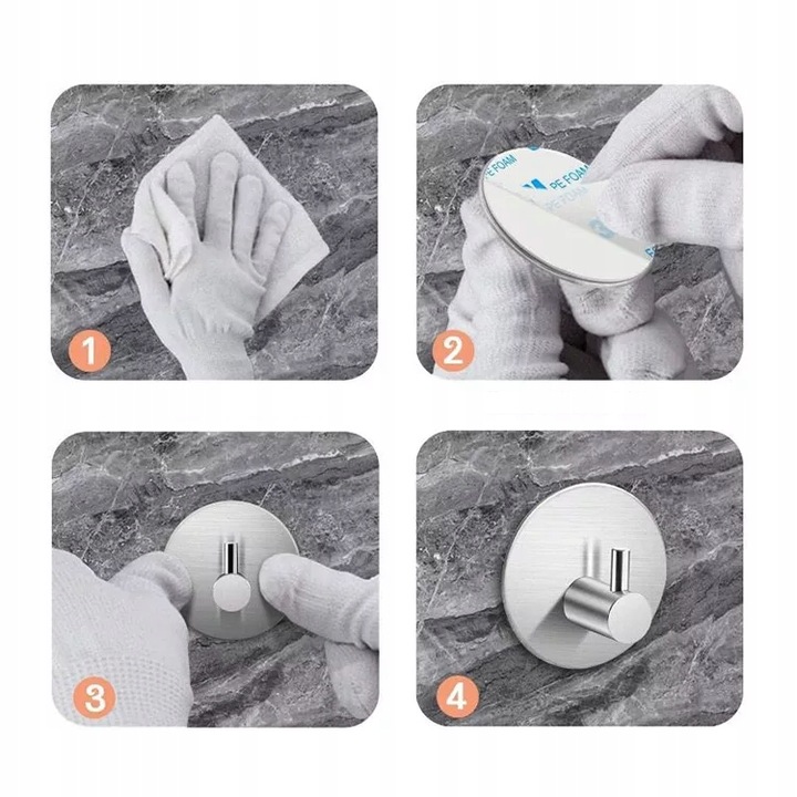 UCHWYT WIESZAK NA RĘCZNIK ŚCIERECZKĘ BEZ WIERCENIA TAŚMA SREBRNY 4