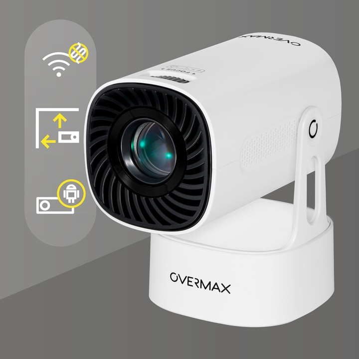 PROJEKTOR RZUTNIK ANDROID TV WIFI BEZPRZEWODOWY OBROTOWY LED PRZENOŚNY