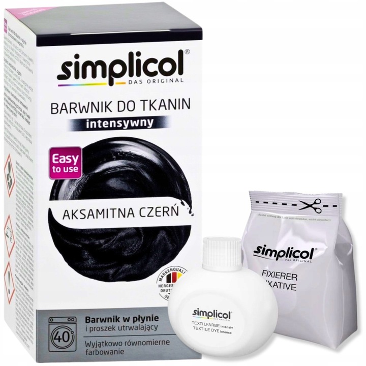 CZARNY BARWNIK DO TKANIN SIMPLICOL DO PRALKI 560G NIEMIECKI