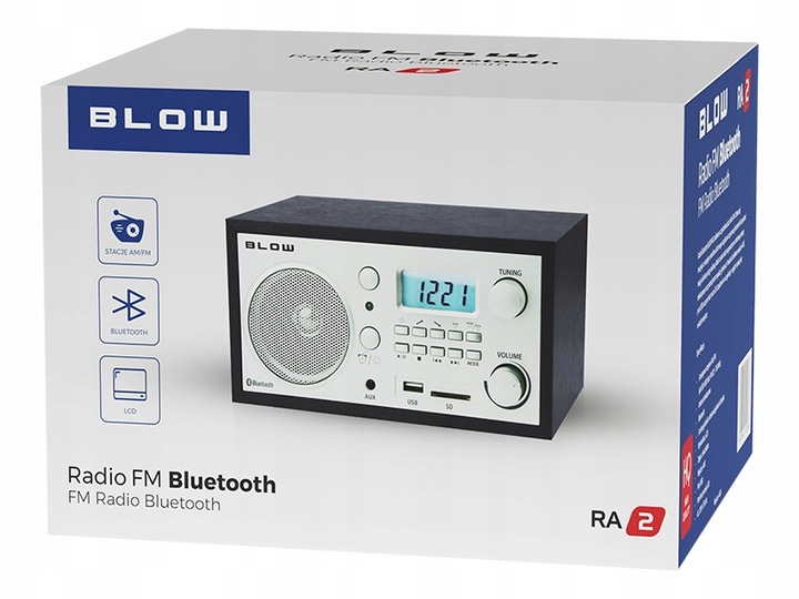 RADIO KUCHENNE BLUETOOTH PRZENOŚNE RETRO LCD ANTENA FM USB SD ZEGAR