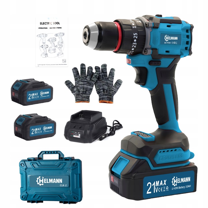 PROFESJONALNA WIERTARKO WKRĘTARKA AKUMULATOROWA 2AKU 3 Ah 21V UDAROWA