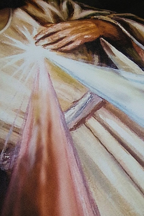 OBRAZ NA PŁÓTNIE JEZU UFAM TOBIE JEZUS MIŁOSIERNY KOMUNIA 30x40cm