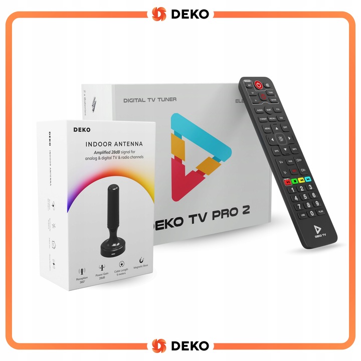 Tuner Dekoder DVBT2 DekoTV PRO2 tv naziemnej DVB-T2 DEKO + Antena RF + Wifi