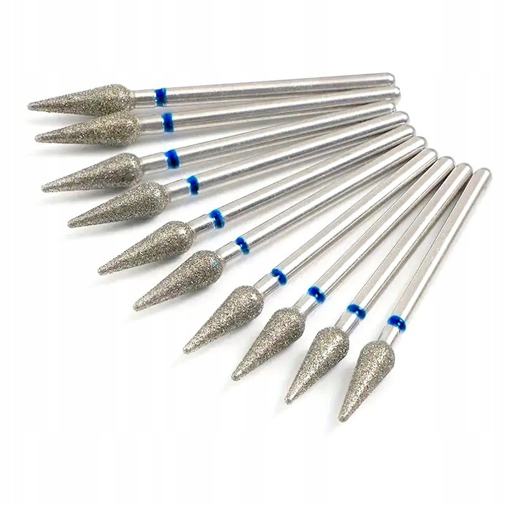 FREZ DIAMENTOWY ŚREDNI GRUSZKA SZPIC OSTRA STOŻEK 4/12 mm DO SKÓREK 10 szt.