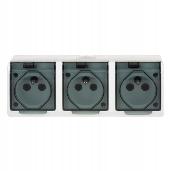 HERMES BIAŁY GNIAZDO NT 3X Z/U Z KLAPKĄ DYMNĄ IP44 ZACISKI ŚRUBOWE 16A