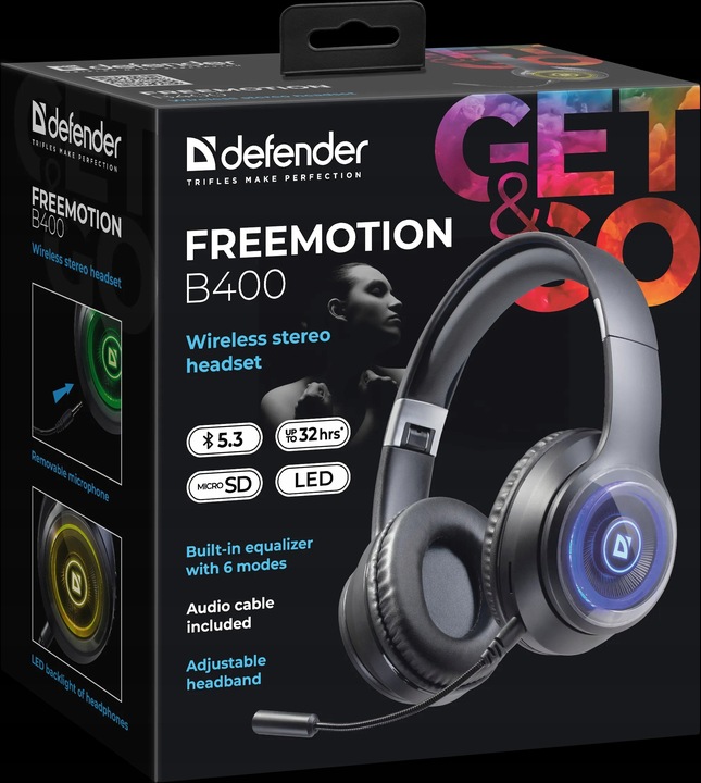 Słuchawki Bezprzewodowe Nauszne z Odpinanym Mikrofonem Bluetooth 5.3 LED SD