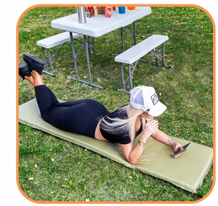 MATA SAMOPOMPUJĄCA KARIMATA 180x50cm MIĘKKA ZIELONA GRUBA POKROWIEC MATERAC