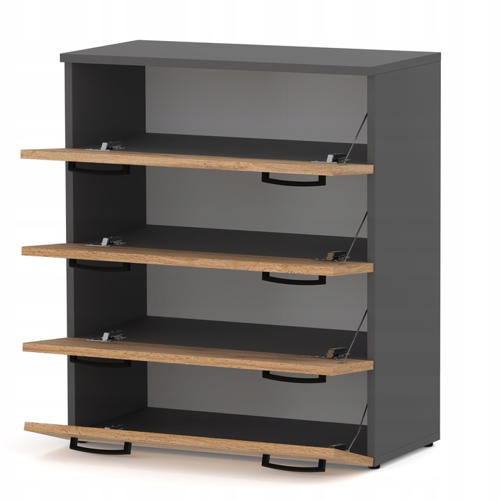 SZAFKA NA BUTY REGAŁ SZARY DĄB WOTAN 71CM 4 PÓŁKI STOJAK BEZ SIEDZISKA