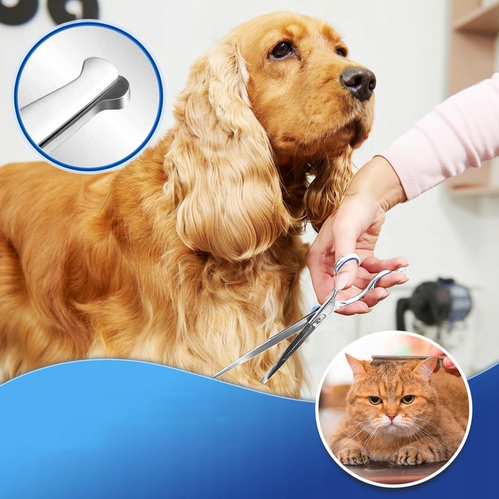 Profesjonalny Zestaw do strzyżenia nożyczki dla psów kotów Etui grzebień