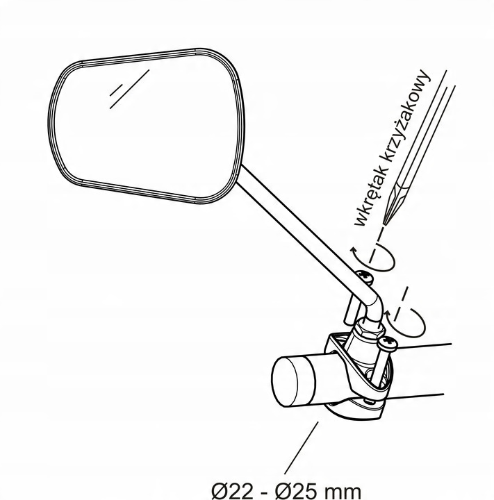 Lusterko rowerowe długie ramię AJS PLUS, POLSKIE