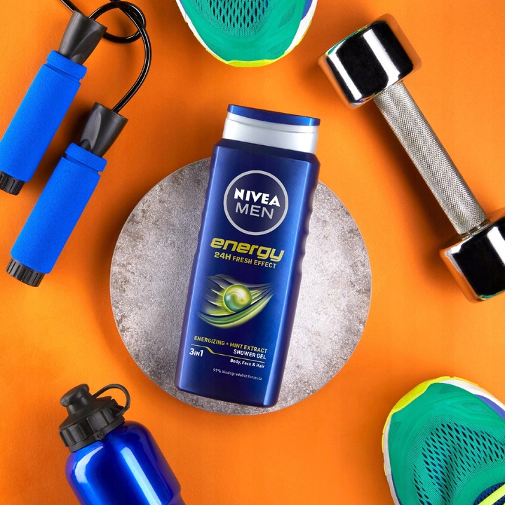 NIVEA MEN 3w1 Żel pod prysznic męski zestaw - Płyn do mycia 500ml x5