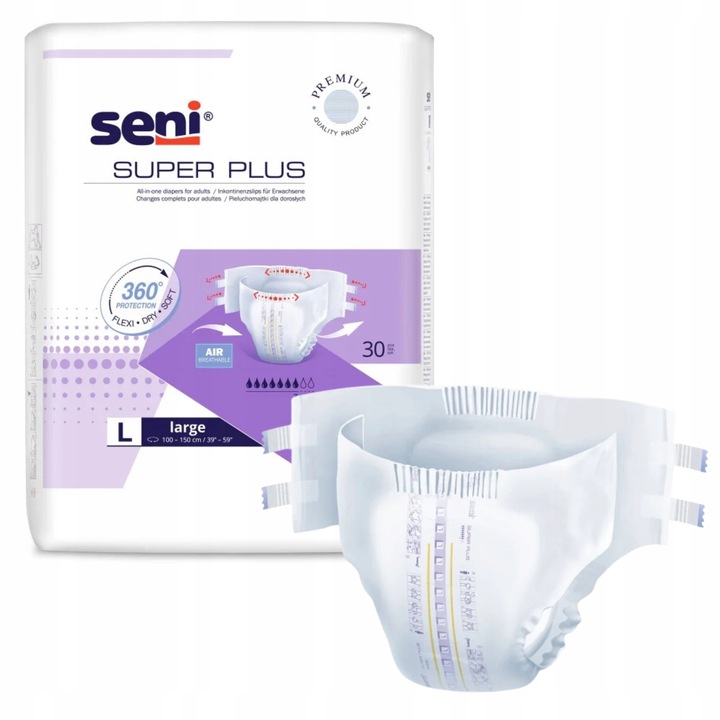 SENI SUPER PLUS PIELUCHOMAJTKI DLA DOROSŁYCH L NA RZEPY 30SZT.