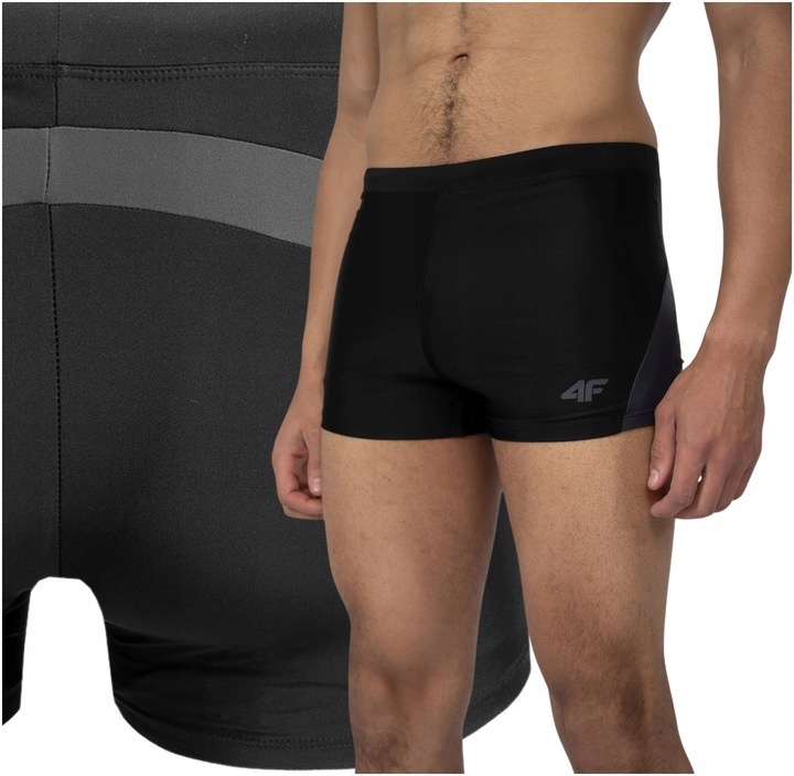 KĄPIELÓWKI 4F MĘSKIE NA BASEN PLAŻĘ SZORTY BOKSERKI SPORTOWE - CZARNY r. L