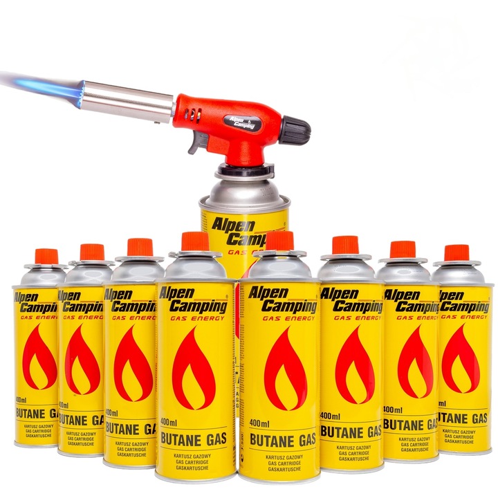 PALNIK 360 + 8x gaz nabój kartusz kartusze gazowe Alpen camping 400ml