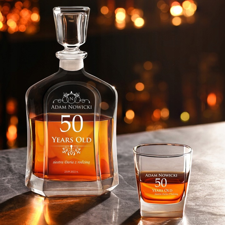 Karafka z Grawerem ze Szklankami Prezent dla Faceta Niego na 50 Urodziny