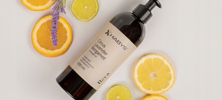 OLEJEK DO MASAŻU REYA CYTRUS 500 ML UJĘDRNIA NAWILŻA WITAMINA E HABYS