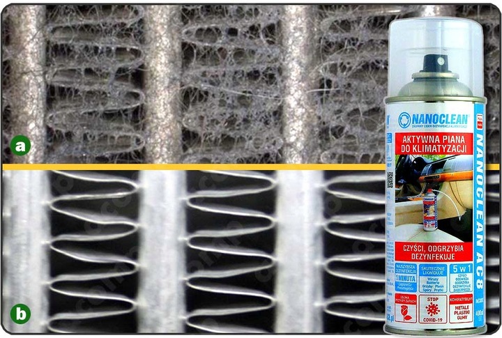 Nanoclean AC8 serwis biobójczy, odgrzybiacz klimatyzacji 5w1 Atest PZH, UE