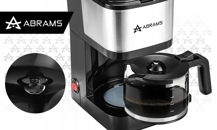 EKSPRES DO KAWY PRZELEWOWY 800ML 1000W BLOKADA KAPANIA PODTRZYMANIE TEMP