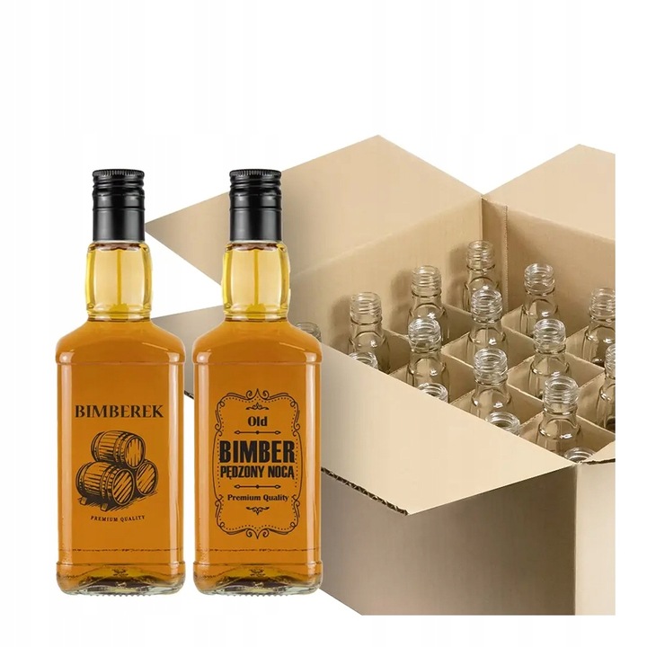 20x Butelki szklane DANIELS 0,5l nadruk BIMBER KRATOWNICA Wódka Alkohol