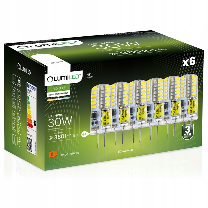 6x Żarówka LED KAPSUŁKA MINI G4 4W = 30W 4000K NEUTRALNA BARWA 12V