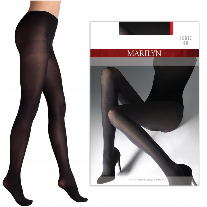 Matowe elastyczne rajstopy Tonic 40 Marilyn NERO 3