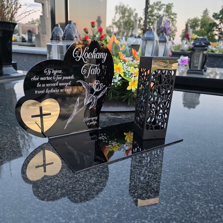 ZNICZ SOLARNY z Grawerem Wieczna Lampka Latarenka LED STATUETKA dla taty