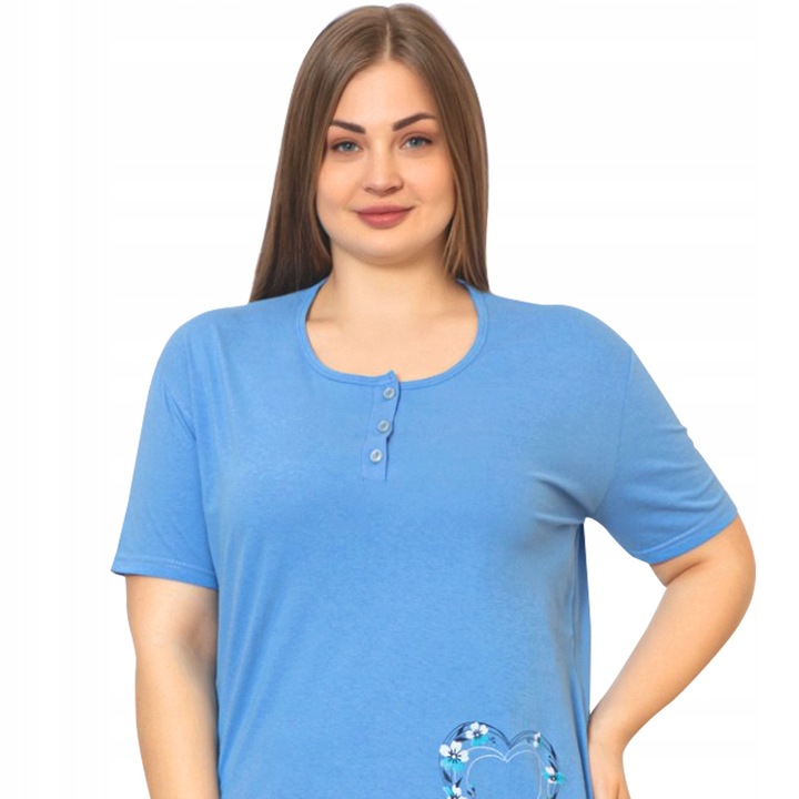 BAWEŁNIANA PIŻAMA DAMSKA DUŻE ROZMIARY KRÓTKI RĘKAW SPODNIE 3/4