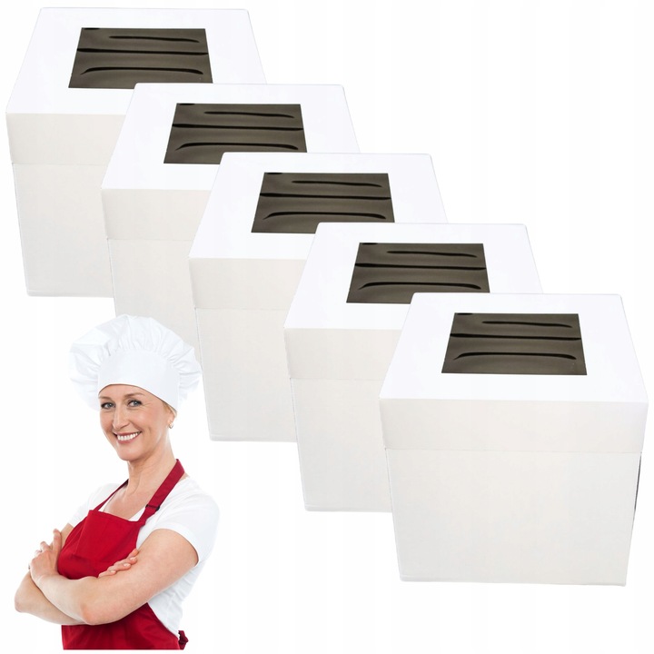 Pudełko Karton na TORT z Okienkiem 5 szt. 25x25x25
