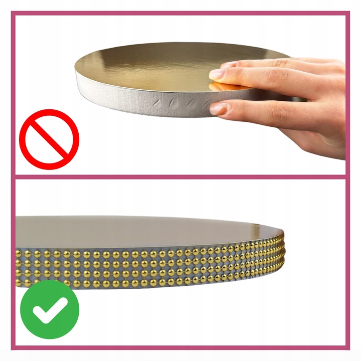Podkład pod tort STYRODUR ZŁOTY 30 cm CEKINOWY BOK Gruby CakeDecor