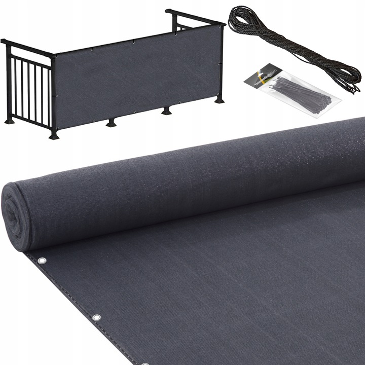 OSŁONA NA BALKON 95% GRAFITOWA NA TARAS PŁOT MATA BALKONOWA Z OKUCIAMI