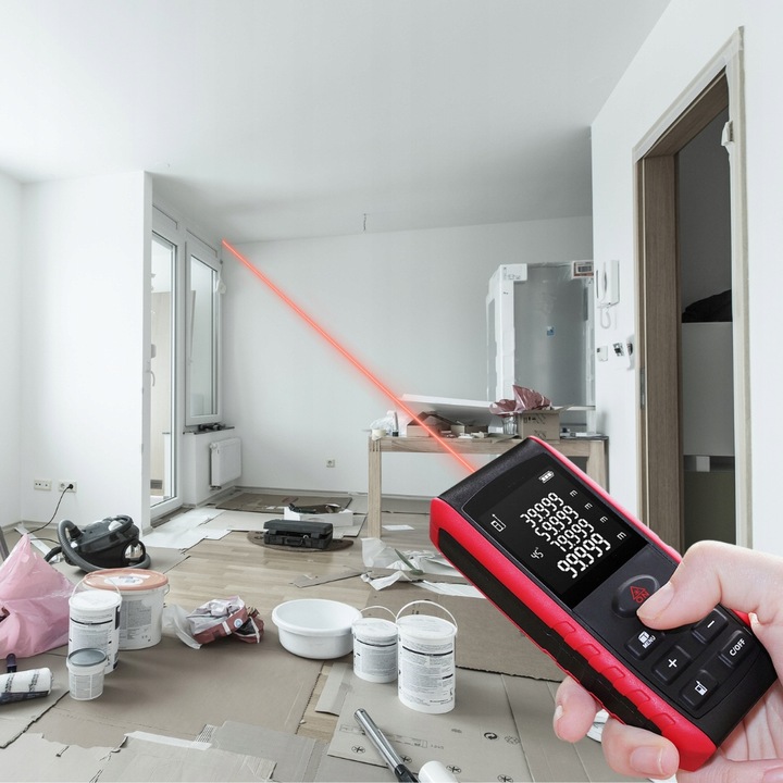 DALMIERZ LASEROWY 50M KĄTOMIERZ CYFROWY MIERNIK POZIOMICA LASEROWA LED