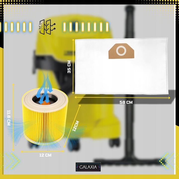 10x WORKI DO ODKURZACZA KARCHER WD3 WOREK WD 3 WD WD 6 SE 4001 Plus