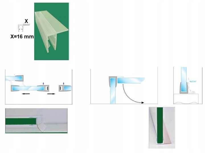 Uszczelka drzwi prysznicowych kabiny prysznicowej 6-8 MM 200CM 04-16
