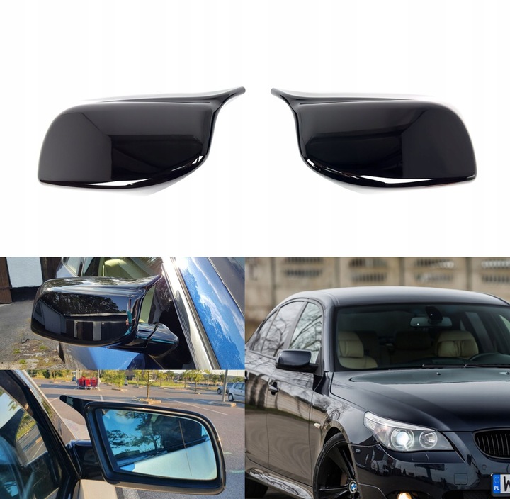 Nakładki obudowa lusterka BMW E60 E61 M-Style Czarny Połysk