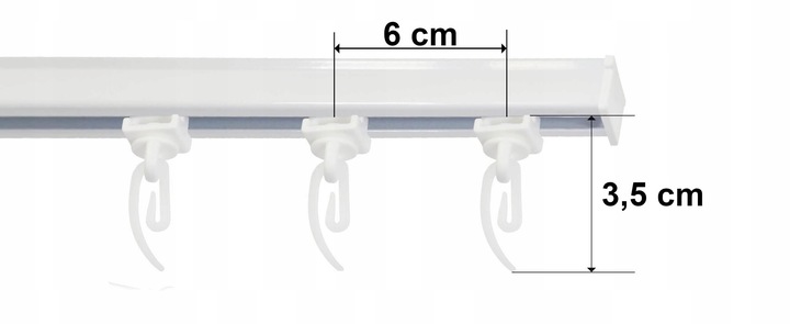 Karnisz sufitowy pojedynczy SZYNA SUFITOWA ALUMINIOWA biała żabki 250 cm