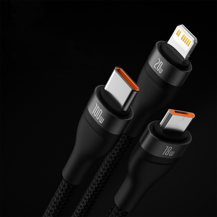 Kabel USB-USB Typ C - Micro USB-USB Typ-C-Lightning BASEUS 3w1 100W 1.2 m