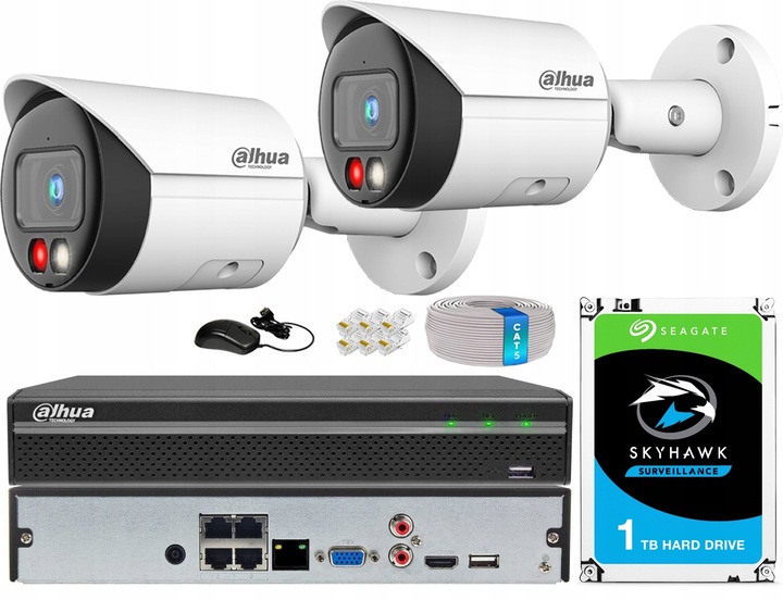 Zestaw Monitoringu IP DAHUA 2x Kamera 8Mpx Dual Light Rejestrator 4ch PoE